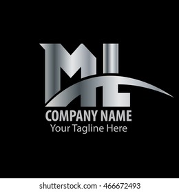 Initial Letter ML With Swoosh Logo Silver
