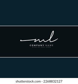 Initial Letter ML Vector Logo Template in handwritten Signature Style
