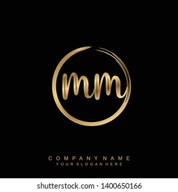 Initial letter MM beautiful handwriting logo vector template