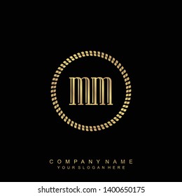 Initial letter MM beautiful handwriting logo vector template