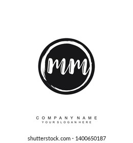 Initial letter MM beautiful handwriting logo vector template