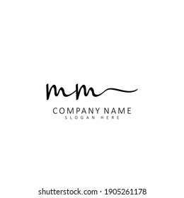 Initial letter MM calligraphy handwritten logo. Handwritten alphabet in the logo template. Letters and Alphabet for your logo design.