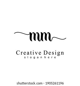 Ursprünglicher Buchstabe MM Kalligrafie handgeschriebenes Logo. Handgeschriebenes Alphabet in der Logo-Vorlage. Buchstaben und Alphabet für Ihr Logo-Design.