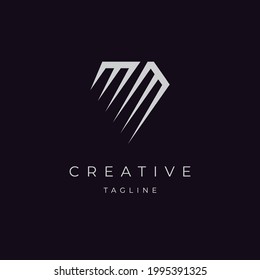 Plantilla vectorial de inspiración de diseño de logotipo de diamante MM de letra inicial