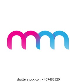 initial letter mm linked round lowercase logo pink blue purple