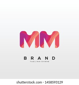 Initial letter MM logo with colorful background, letter combination logo design for creative industry, web, business and company. - Vector