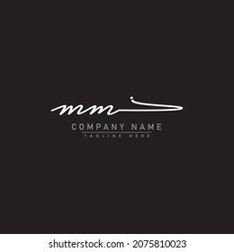 Initial Letter MM Logo - Handwritten Signature Logo