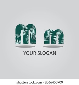 Initial Letter MM Logo With Leaves