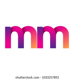 Initial Letter MM Logo Lowercase, magenta and orange, Modern and Simple Logo Design.