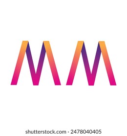 Initial Letter MM Logo Lowercase, magenta und orange, modernes und einfaches Logo-Design