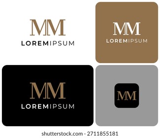 Letra inicial MM Luxury Classic Style Serif Monogram Minimalista Vector Logo Diseño Ilustración