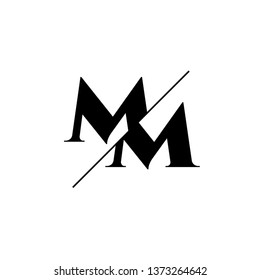 Initial Letter MM Monogram Sliced. Logo template isolated on white background