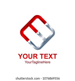 Initial letter MM or MW logo template colored red silver square design for business and company identity