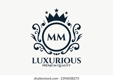 Initial  Letter MM Royal Luxury Logo template in vector art for luxurious branding  vector illustration.