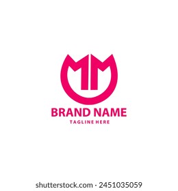 initial letter MM tulip shape logo design