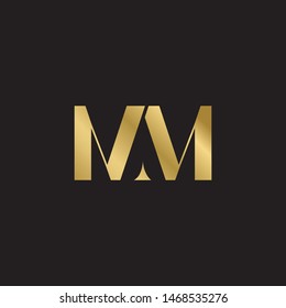 Initial letter mm uppercase modern logo design template elements. Gold letter Isolated on black  background. Suitable for business, consulting group company.