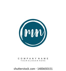 Initial letter MN beautiful handwriting logo vector template