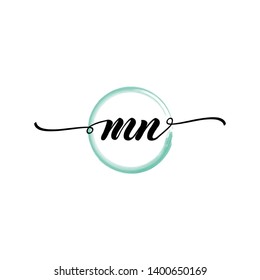 Initial letter MN beautiful handwriting logo vector template