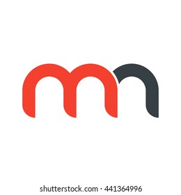 initial letter mn linked round lowercase logo red