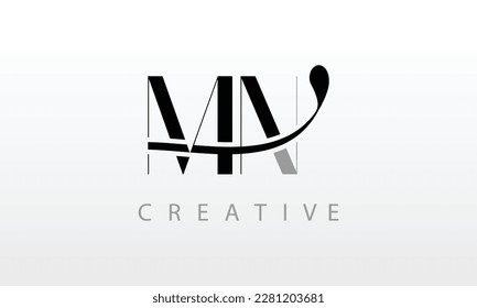 Logo de la carta inicial MN. Ilustración del vector de diseño de letras MN.
