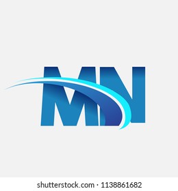 initial letter MN logotype company name colored blue and swoosh design. vector logo for business and company identity.
