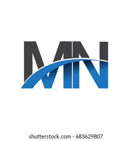 initial letter MN logotype company name colored blue and grey swoosh design. vector logo for business and company identity.
