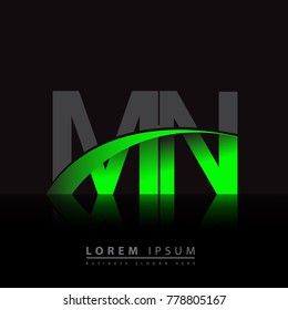 initial letter MN logotype company name colored green and black swoosh design. vector logo for business and company identity.
