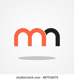 Initial letter MN lowercase logo design template maroon black