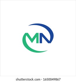 Plantilla de diseño del logotipo de la letra inicial mn o nm