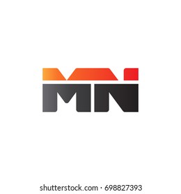 Initial letter MN, straight linked line bold logo, gradient fire red black colors