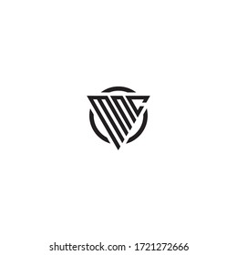 Initial Letter MNC triangle monogram cool modern logo