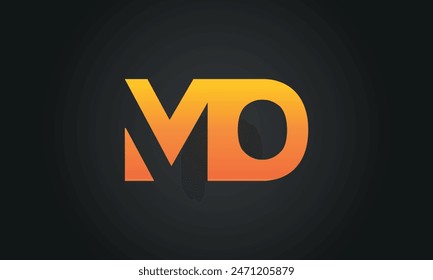Initial Letter MO Logo Design mit Swoosh. Kreatives und modernes MO Logo Design auf schwarzem Hintergrund.