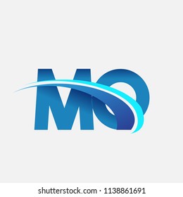 initial letter MO logotype company name colored blue and swoosh design. vector logo for business and company identity.
