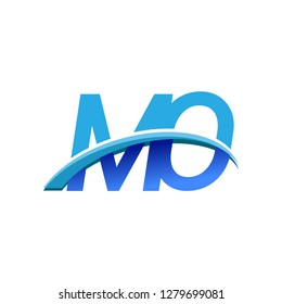 initial letter MO logotype company name colored blue and swoosh design. vector logo for business and company identity.