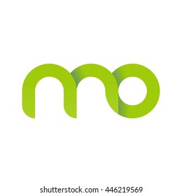 initial letter mo modern linked circle round lowercase logo green