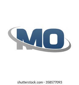 initial letter MO swoosh ring company logo blue gray