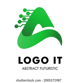 Initial letter A modern, flat, futuristic IT logo