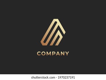 Initial Letter A Modern Line  Logo, Initial Letter Logo For Company Name, Alphabet Logo Template Ready For Use, Modern Initial Logo
