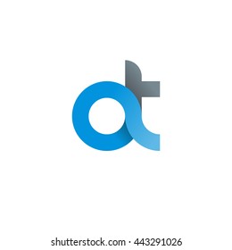 initial letter at modern linked circle round lowercase logo blue gray