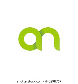 initial letter an modern linked circle round lowercase logo green