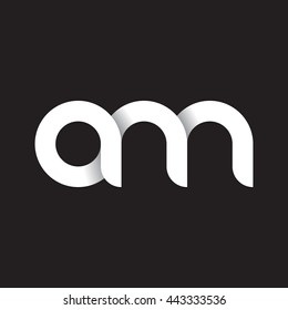 initial letter am modern linked circle round lowercase logo white black