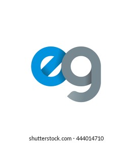 initial letter eg modern linked circle round lowercase logo blue gray