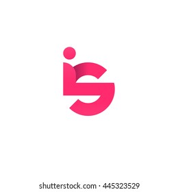 initial letter is modern linked circle round lowercase logo pink