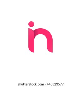 initial letter in modern linked circle round lowercase logo pink