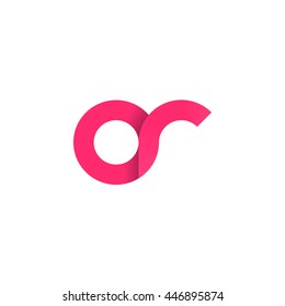 initial letter or modern linked circle round lowercase logo pink