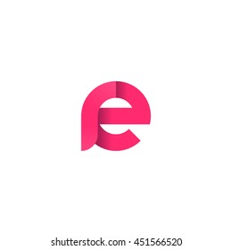 initial letter re modern linked circle round lowercase logo pink