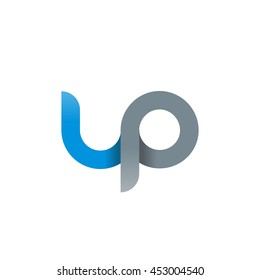 Initial Letter Up Modern Linked Circle Round Lowercase Logo Blue Gray