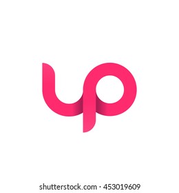 Initial Letter Up Modern Linked Circle Round Lowercase Logo Pink