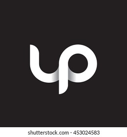 Initial Letter Up Modern Linked Circle Round Lowercase Logo White Black