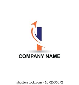 Letra inicial i logotipo moderno con plano de flecha para logística, viajes, marca de plantilla de inicio
